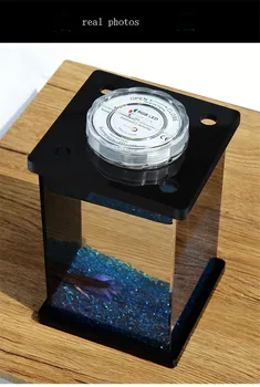 Mini ultra-skaidri, aiški žuvų tankai nuotolinio 7 spalvų LED apšvietimas kovos žuvų bakas lentelė akvariumas 1pc