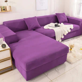 Minkštas Aukštos Elastingas Neslidus Sofa Dangtelis Modernus Paprasta Violetinė Šiaurės Šalių Mados Kieto Spalvų Stiliaus 1 2 3 4 Vieta Kambarį Kolonėlė