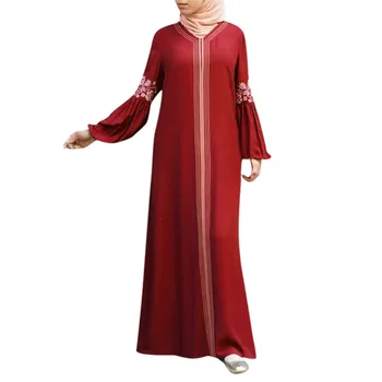 Moteris Musulmonų Abaja Ilga Suknelė Ir Gėlių Spausdinti Derliaus Kaftan Islamo Maxi Suknelės Ropa De Mujer 2021 Plius Dydžio Drabužius Femme#G30