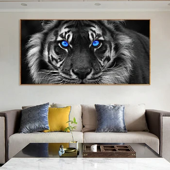 Mėlynos Akys Tigras Sienos Meno Tapybos Drobės Juoda Balta Tigrai Drobės Plakatai ir Spausdina Gyvūnų Meno Kambarį Namų Dekoro