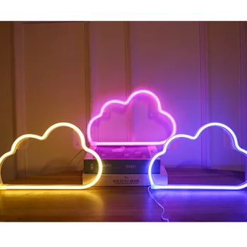 Mėnulis debesų Stilių, Neoninės Šviesos, Žaibo LED Sienos Žibintai, Baterija ir USB Powered Šalis Vestuvių Namų Dekoras Vaikų Kambarį Naktį Žibintai