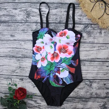 Nauja Seksuali vientisi maudymosi kostiumėlis Moterims Gėlių Spausdinti maudymosi Kostiumėliai, Maudymosi Kostiumą, Moterims Vasaros Push Up Monokini Paplūdimio Plaukti Kostiumas 2021 #ZQ