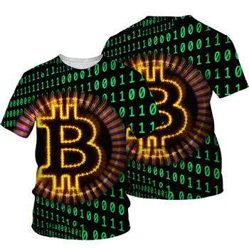 Naujas Bitcoin 3D spausdinimo marškinėliai vyriški 2021 mados vasara O-kaklo trumparankoviai marškinėliai viršų 3D stiliaus vyrų drabužiai atsitiktinis juokinga cl