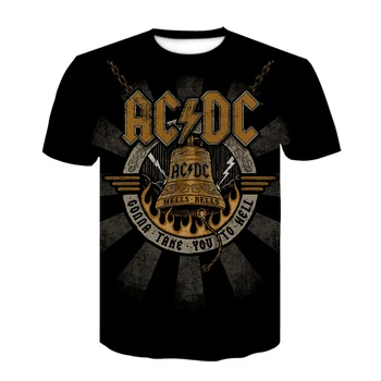 Naujas Retro AC/DC Varpai Spausdinti vyrų Marškinėlius Mados Trumpas rankovės marškinėliai Paauglių Populiarus Negabaritinių Orui Aprangos, Topai