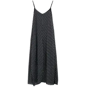 Naujos Mados Black Dot Spausdinti V-Kaklo Bodycon Moterų Berankovis Vasaros S-XL dydžio Ilgas, Maxi Suknelė Sundress Vestidos Femme