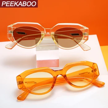 Peekaboo moterų maža akiniai nuo saulės moterims, katės akis uv400 ruda vyras saulės akiniai vintage mados vasaros ponios orange 2021 dovanos
