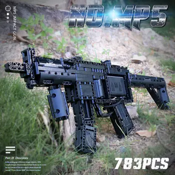 PELĖSIŲ KARALIUS 783PCS MP5 Karinių Ginklų modelių Kūrimo Blokus, Plytas, Vaikams, Švietimo PASIDARYK pats Žaislas Dovanos
