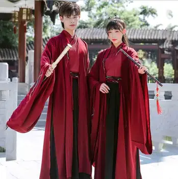 Plus Size 5XL Hanfu Vyrų ir Moterų Kinijos Tradicinės Hanfu Suknelė Suaugusiųjų Karnavalas Cosplay Kostiumų Hanfu Red&Black Poroms