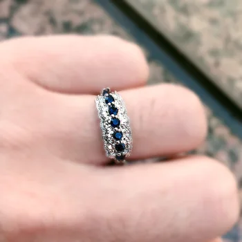 Populiarus Ponios Sužadėtuvių Žiedai Moterims, Mėlyna Cirkonis White Crystal Piršto Žiedą Famale Vestuvių Mados Juvelyrikos Visą Pardavimas