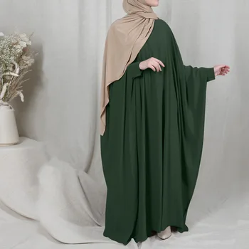 Ramadanas Eid 2021 Moterų Maldos Drabužiu Musulmonų Abaja Suknelė Prarasti Ilgai Batwing Rankovėmis Dubajus, Saudo Turkijos Islamo Jilbaab Prancūzijos Cape