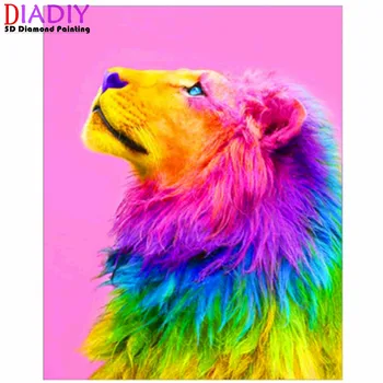 Raundas visą deimantų 5D gyvūnų diamond tapybos Katė, šuo liūtas spalvos deimantų siuvinėjimo rinkinys, namų dekoravimo, dovanų