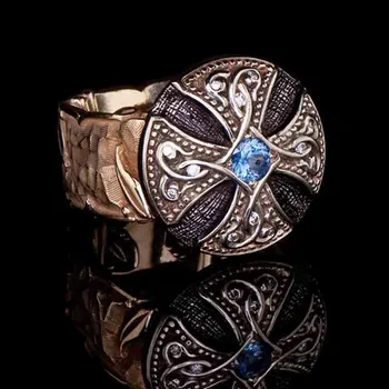 Retro mados new cross gėlių cirkonis geometrinis turas vyrų žiedas, papuošalų kūrybos dovana, didmeninė