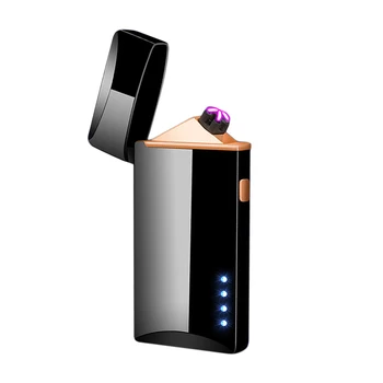 Romanas ICE Black USB Elektros Žiebtuvėlis Su USB Laidą Plazmos Dual Lanko Elektros Žiebtuvėliai Vėjo Touch Gaisro Rūkalius Vyrų Įtaisą Dovana