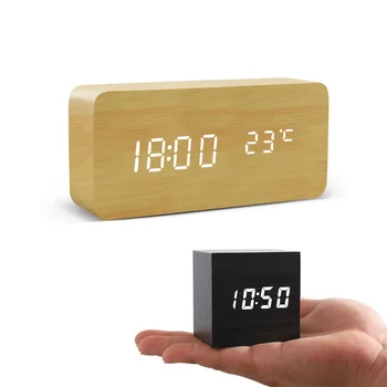 Signalizacijos Stalo Laikrodis LED Skaitmeninis Mediniai Žiūrėti Balso Kontrolės USB Įkrovimo Varomas Elektroninių Darbalaukio Smart Laikrodžiai
