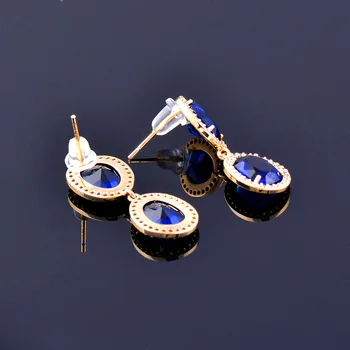 SINLEERY Elegantiška Mėlynos Purpurinis Ovalo formos Krištolo Lašas Auskarai bižuterijos 2021 korėjos Stiliaus ES641 SSK
