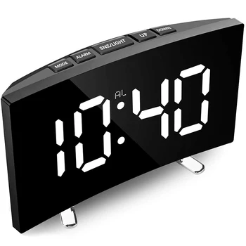 Skaitmeninis Stalo Laikrodis Su Temperatūros Patalpų Atidėti Juoda LED Didelis Skaičius Elektroninių Veidrodis Darbalaukio žadintuvai