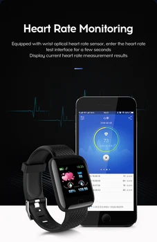 Smart Žiūrėti Fitness Tracker Širdies ritmas, Kraujo Spaudimo Monitorius 116Plus Vandeniui Sporto Watch Laikrodis Skirta Moterims, Vyrams ir Vaikams