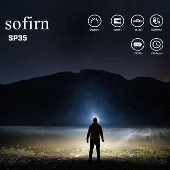 Sofirn SP35 USB C Įkraunamas LED Žibintuvėlis 21700 SST40 2200lm Žibintuvėlis 2 Grupes, su Maitinimo Indikatorius Atnaujinti ATR 5000K