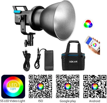Sokani X60 RGB 80W LED Šviesos, Vaizdo, Šviesos, 2800K-10000K Bowens Mount CRI96 TLCI 95+ Poveikis Apšvietimo Fotografija, Foto, Video