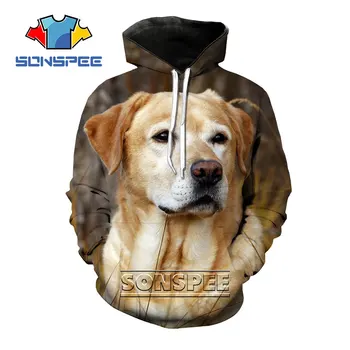 SONSPEE 3D Spausdinimo Šuniukas Šuo Labradoro Retriveris Aukso Hoodie Atsitiktinis Marškinėlius Streetwear Gyvūnų Moterų, Vyrų Plius Dydis Viršūnes Kailis