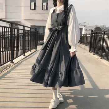 Suknelė Moterims Naujas Vasaros Atsitiktinis 2021 Kawaii Pasakų Drabužius ilgomis Rankovėmis Dirželis Suknelė Lolita Harajuku Cottagecore-line Suknelė