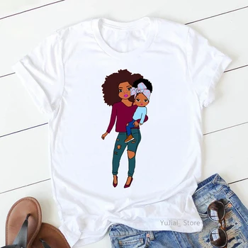 Super Mama Spausdinti Marškinėlius Moterims Drabužių 2021 Vogue Melanino Poppin Marškinėliai Femme Motinos Diena Dovana T-Shirt Moterų Būgniniai Viršūnes Tee