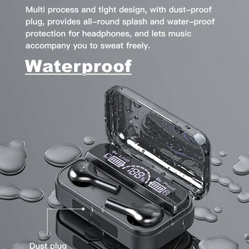 Tiesa TWS Belaidės Ausinės Bluetooth 5.0 Ausinės LED Bevielė laisvų Rankų įranga su Ranka-nemokamai HD Mikrofonas Triukšmo Slopinimo Vandeniui