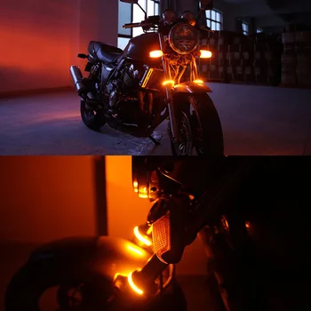 Universalus Motociklas LED Priekinės Šakės Šviesos, Stabdžių posūkių Žibintas Lankstus Šviesos Juosta Šviesos