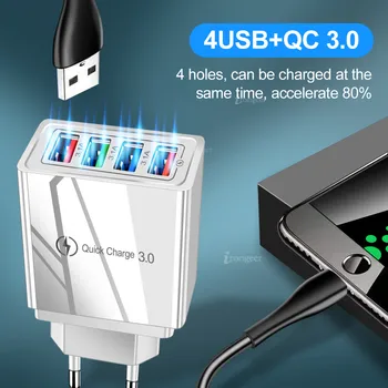 USB Įkroviklis Greitai Įkrauti 3.0 4.0 QC3.0 Greito Įkrovimo Mobiliojo Telefono Įkroviklį 