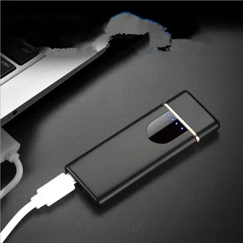 USB Įkrovimas cigarečių degiklio Touch induction vėjo elektroninių lengvesni-ultra plonas Touch Screen USB lengvesni rūkymas