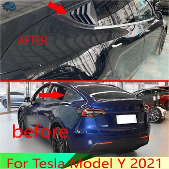 Už Tesla Model Y 2021 Automobilių Reikmenys Anglies pluošto stiliaus galinio lango C-skiltyje dekoratyvinės apdailos užrakto