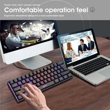 V700 61 Klavišai, mygtukai RGB Apšvietimo Klaviatūra USB Laidinio Žaidimų Klaviatūra, Kompiuterių PC Žaidėjai