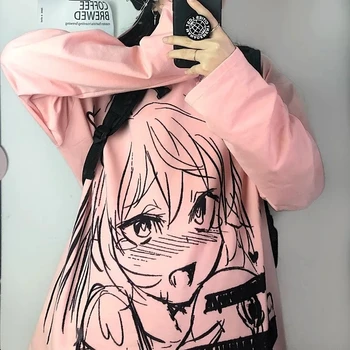 Vasaros Anime Harajuku y2k Streetwear T-shirt Kawaii Girl Grafiti Raštas Atsitiktinis marškinėliai Viršuje Moterų Prarasti Negabaritinių marškinėliai Topai