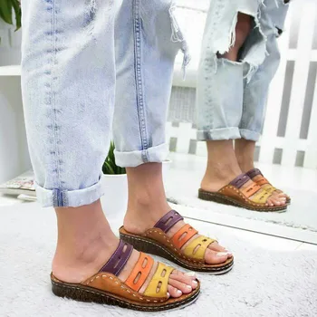 Vasaros sandalai moterims, 43 dydis mados paslysti ant butas batai moterų sporto sandalai lauko moterų pleištai šlepetės romos sandalai