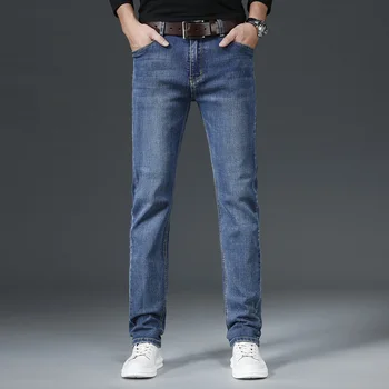 Vyrai, Verslo, Mados Džinsinio Audinio Kelnės Laisvalaikio Kelnės Classic Slim Jean Straight Fit Džinsai Verslo Klasikinis Džinsinio Audinio Kelnės 2038