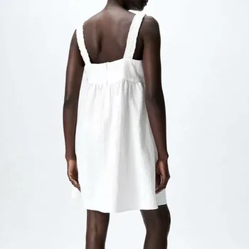 Za Moterų 2021 Elegantiškos Mados Su Rankovių Tekstūra suknelė Vintage Backless Platus dirželis per petį Moterų Suknelės, Vestidos Mujer