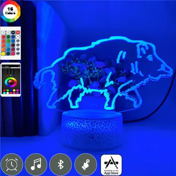 Šernas 3D LED Nakties Šviesos Spalvinga 5V USB Kūrybos mažą Akrilo Led Stalo Lempa Savarankiškai Dovanų Namų Deco Dovanų 